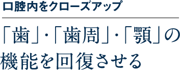口腔内をクローズアップ　「歯」・「歯周」・「顎」の機能を回復させる
