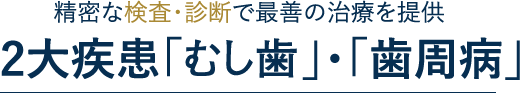 精密な検査・診断で最善の治療を提供
2大疾患「虫歯」・「歯周病」